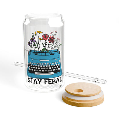 Stay Feral glass cup witchy feminist gift reproductive rights apparel lgbtq+ merchandise protect trans people pro choice womens rights