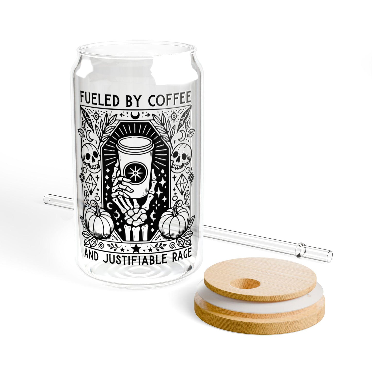 Fueled by Coffee and Justifiable Rage glass cup political tumbler anti fascist reusable mug smash the patriarchy travel cup feminist gift