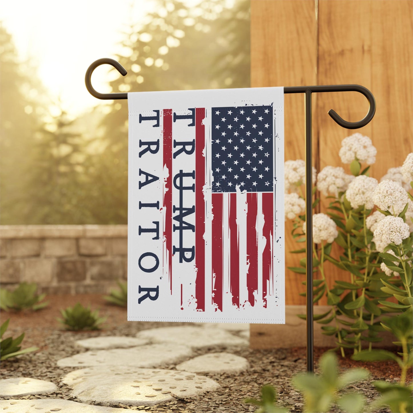 Trump is a traitor garden flag anti fascism garden banner defend democracy yard sign we are not okay flag impeach Trump garden banner resist