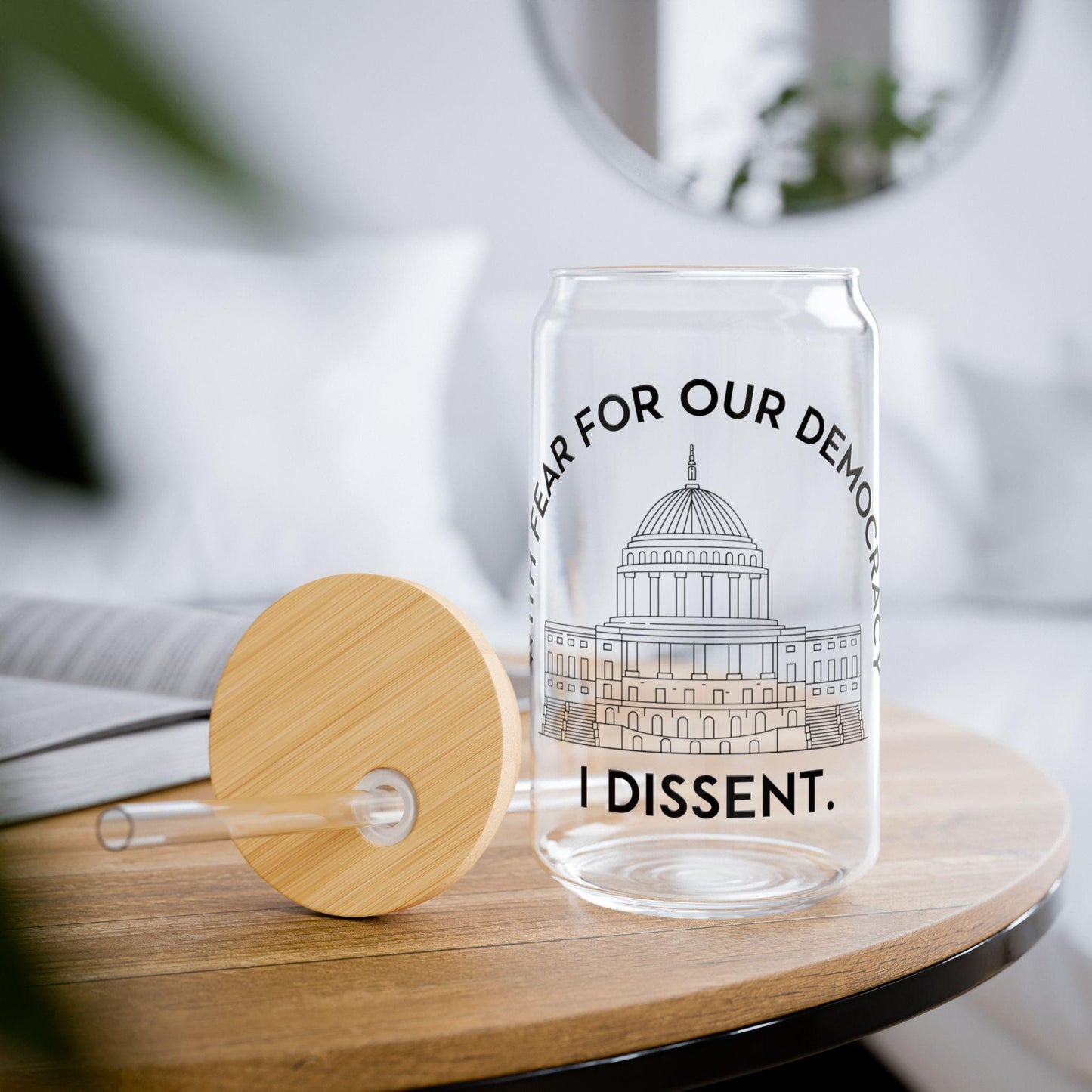 With fear for our democracy I dissent travel glass anti-MAGA anti-fascism tumbler liberal feminist gift progressive mug deport elon musk
