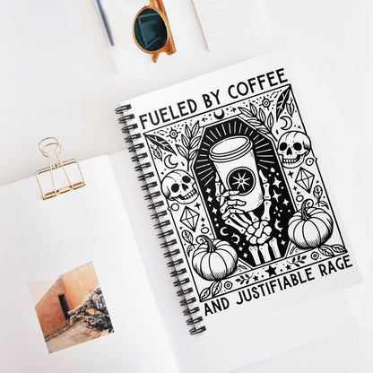 Fueled by Coffee and Justifiable Rage journal FDT notebook Leopards eating faces party gift funny feminist gift childless cat lady