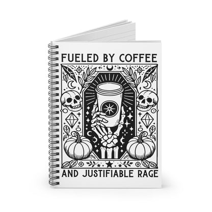 Fueled by Coffee and Justifiable Rage journal FDT notebook Leopards eating faces party gift funny feminist gift childless cat lady