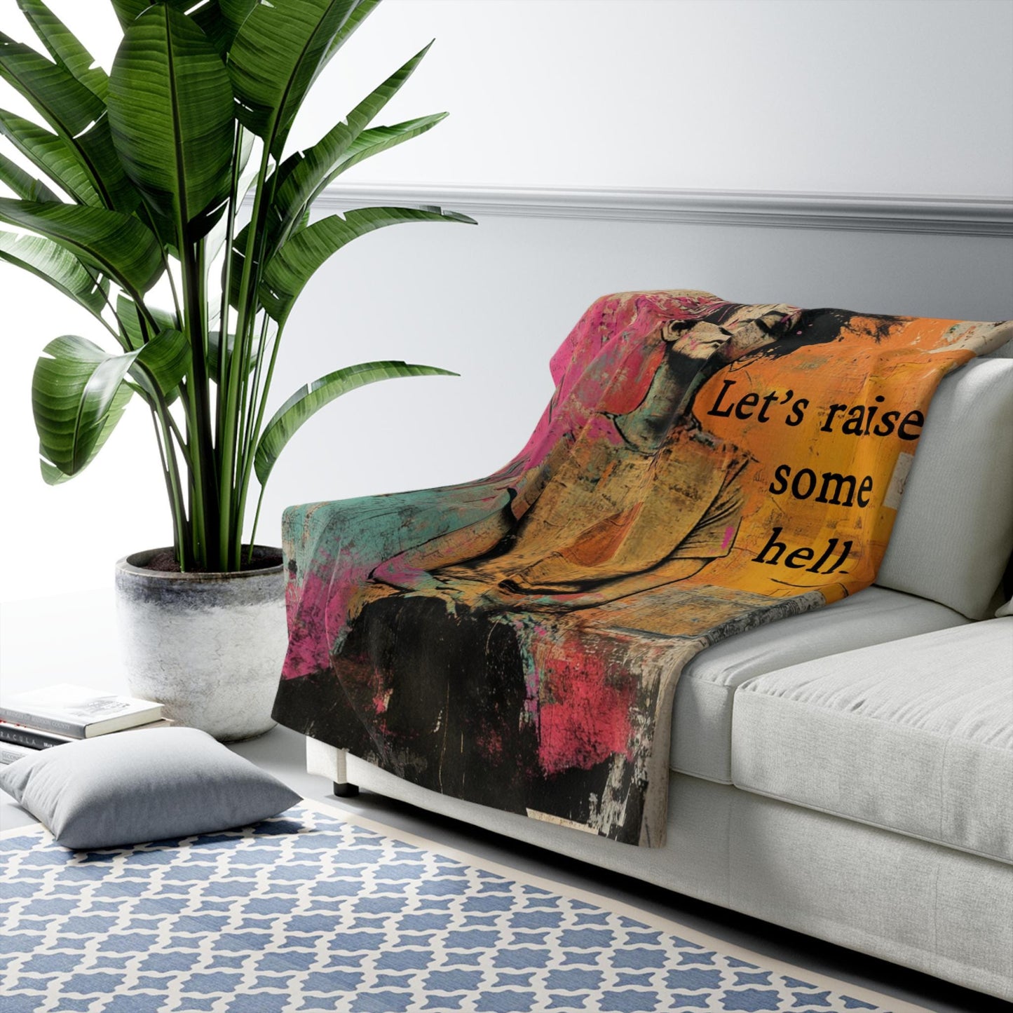 Let's raise some hell feminist blanket pro choice anti Trump sherpa fleece blanket feminist gift reproductive rights Valentines Day