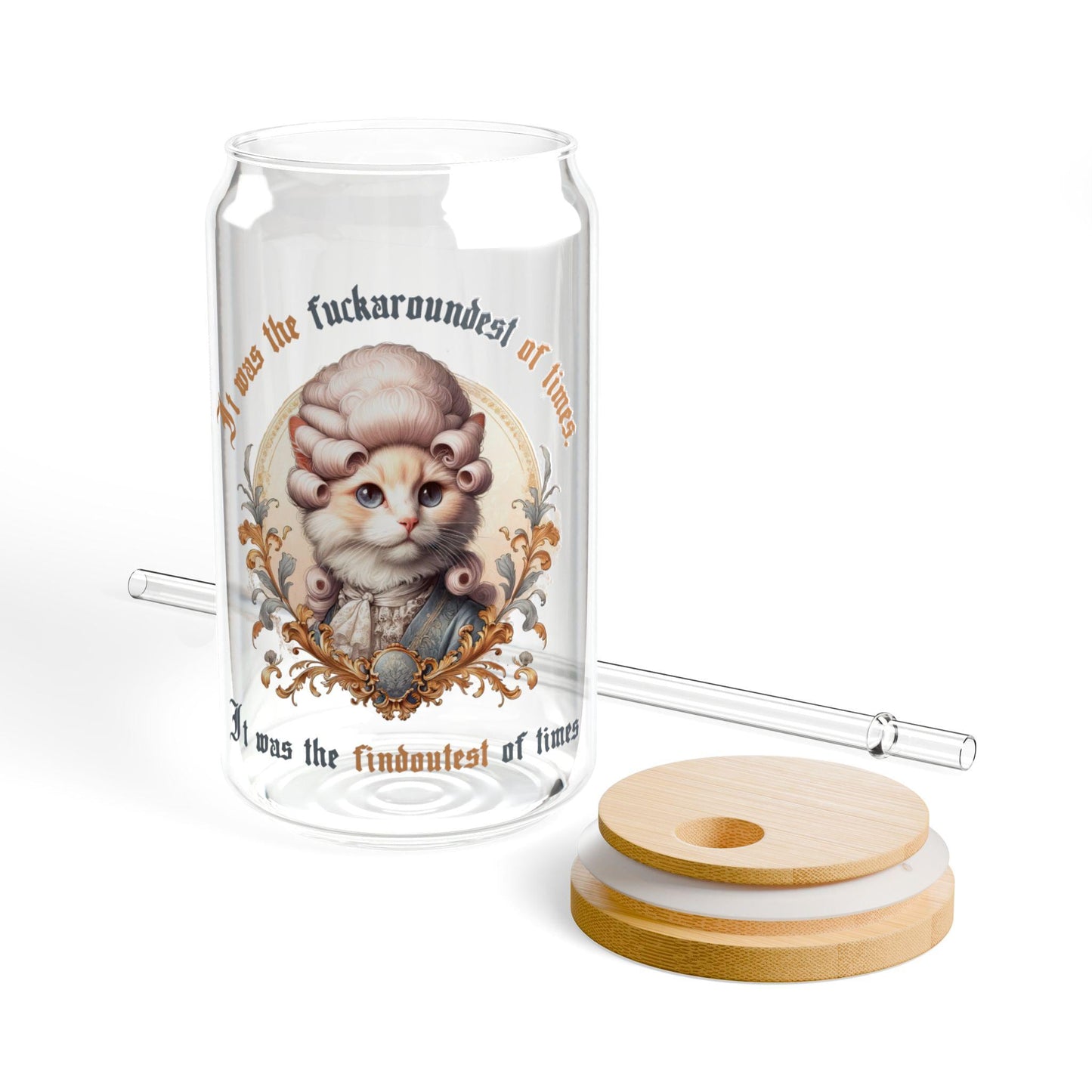 FAFO f*ck Around and Find Out glass cup Rococo political cat Anti Elon f*ck Trump merch childless cat lady leopards eating faces party