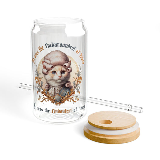 FAFO f*ck Around and Find Out glass cup Rococo political cat Anti Elon f*ck Trump merch childless cat lady leopards eating faces party