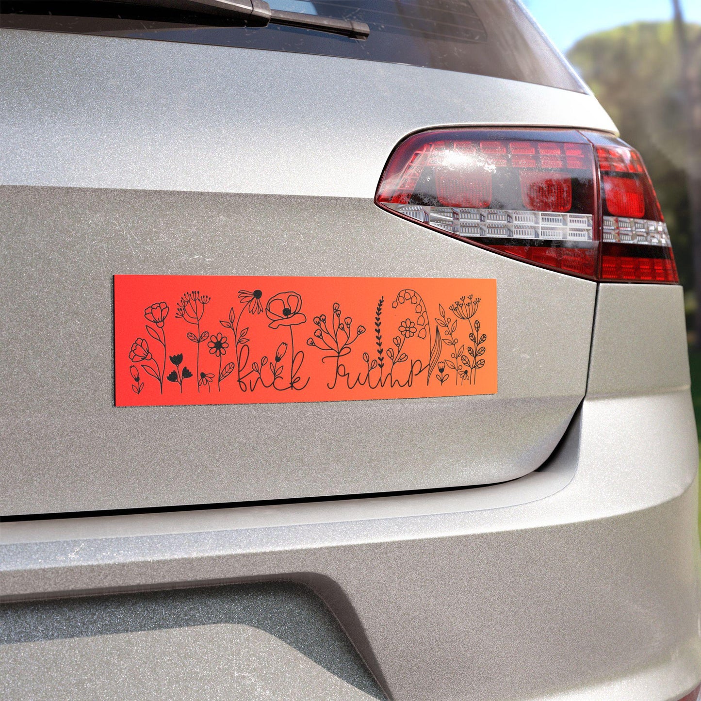 Subtle Fuck Trump Floral Car Magnet, FDT Bumper Sticker, Anti MAGA Progressive Liberal Gift, Feminist present, Destroy the patriarchy, LGBTQ