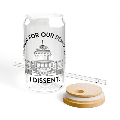 With fear for our democracy I dissent travel glass anti-MAGA anti-fascism tumbler liberal feminist gift progressive mug deport elon musk