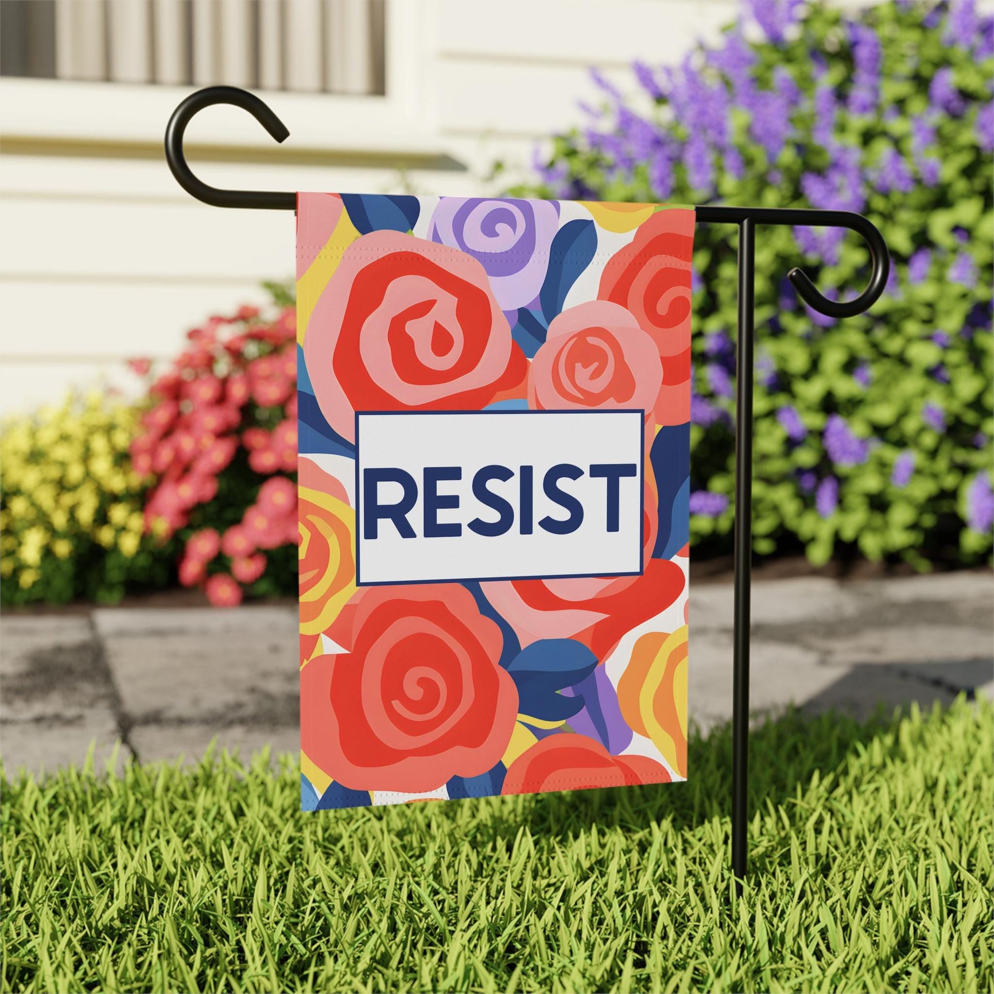 anti Trump garden banner