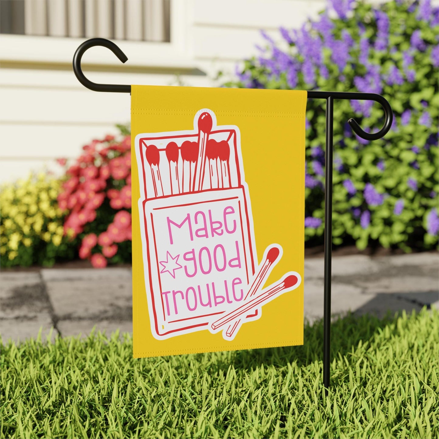 Make Good Trouble house flag anti Trump garden banner anti fascism yard sign fight back flag not my president garden decor resistance flag