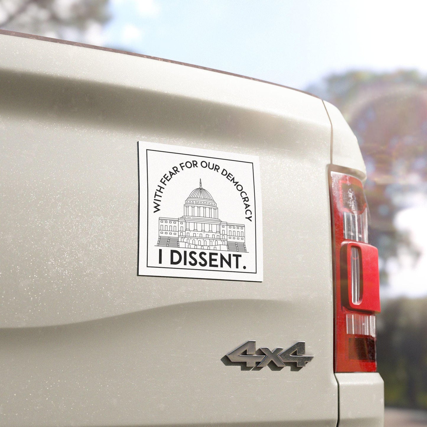 With Fear for Our Democracy, I Dissent Car Magnet, Fuck Trump Bumper Sticker, Progressive Liberal Gift, Feminist present Burn the Patriarchy