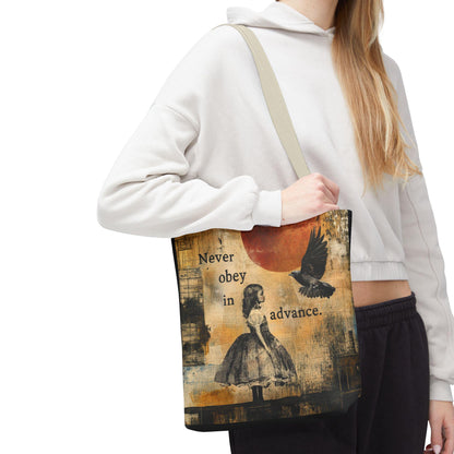 Never obey in advance tote bag anti fascism merch anti Trump tote defend democracy gift idea no kings in America tote lock him up gift FDT