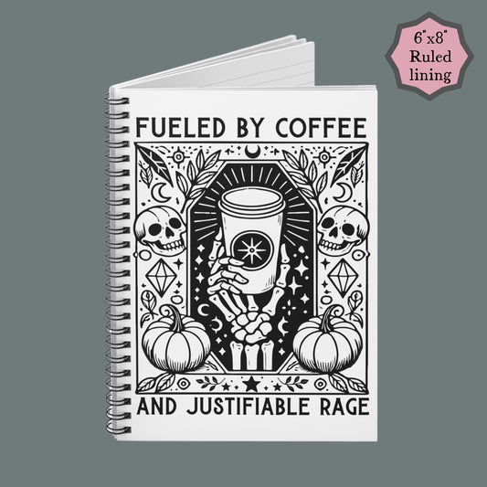 Fueled by Coffee and Justifiable Rage journal FDT notebook Leopards eating faces party gift funny feminist gift childless cat lady