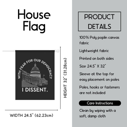 I dissent house flag pro democracy garden banner Justice Sotomayor quote flag Notorious RBG yard sign we are not okay flag not my president
