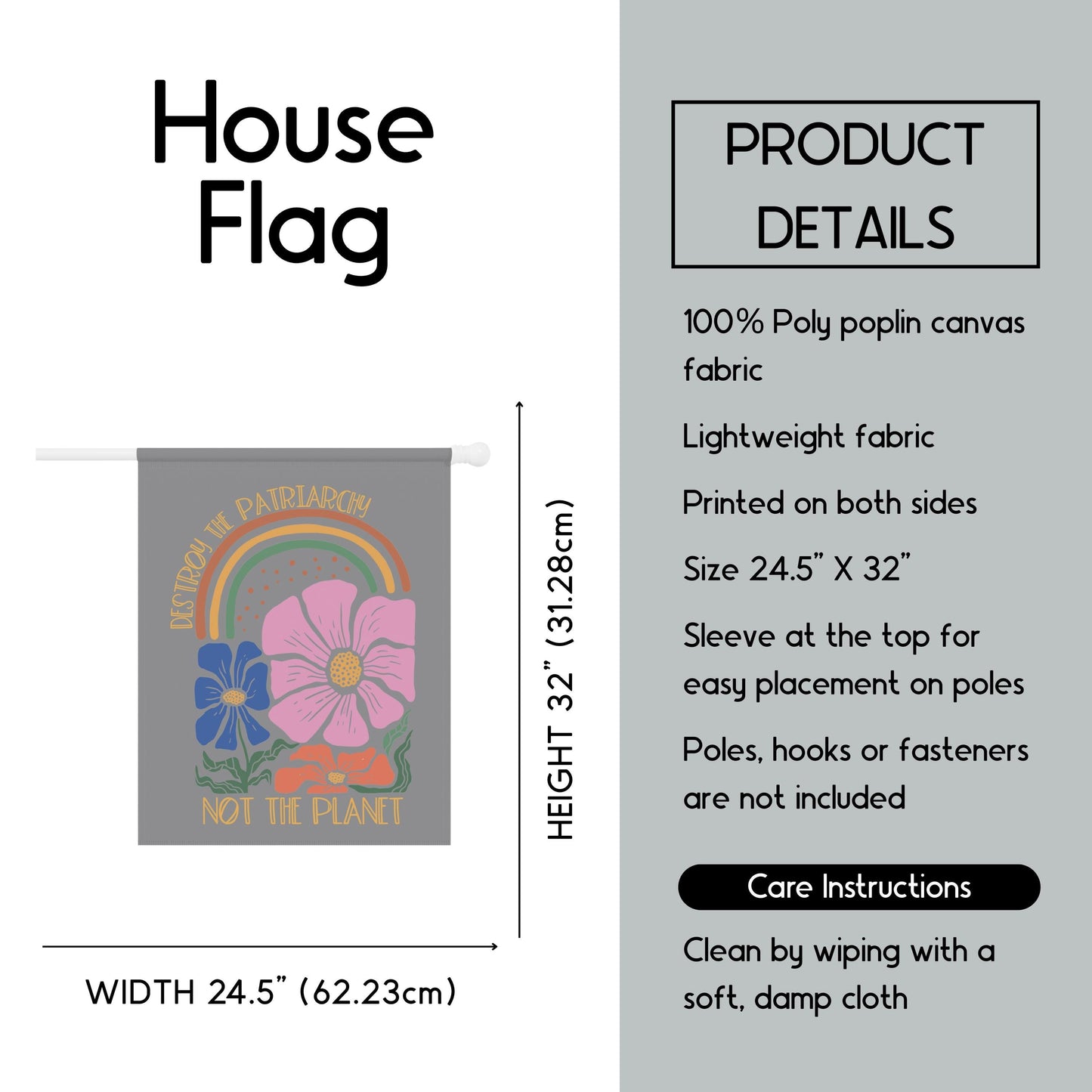 Anti patriarchy house flag environmental activism garden banner feminist yard sign womens rights flag save the bees garden banner resist