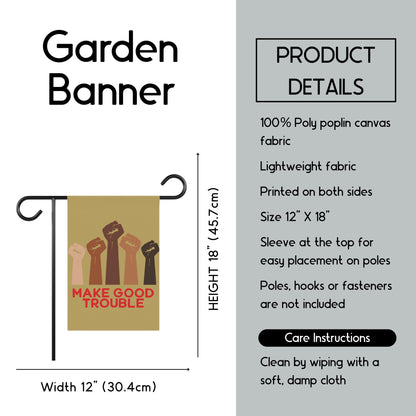 Make Good Trouble house flag political yard sign anti fascism garden banner anti Trump flag defend democracy garden flag social justice sign