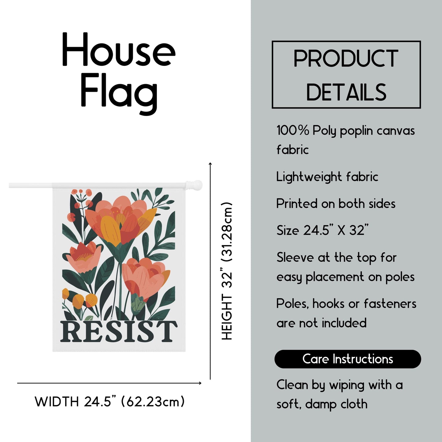 Resist house flag anti Trump garden banner anti fascism house flag defend democracy yard sign political activist gift idea anti war flag