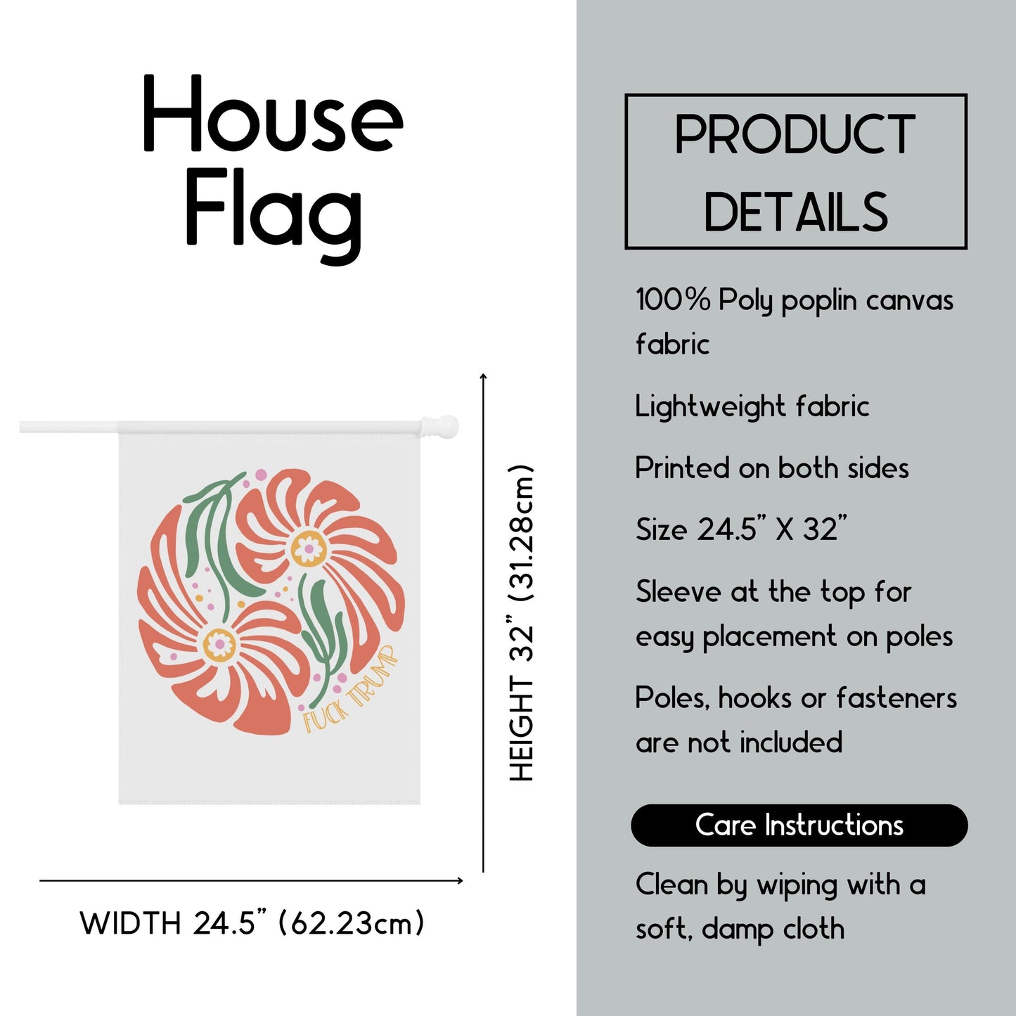 Subtle f*ck Trump house flag impeach garden banner anti MAGA hidden message yard sign 8647 flag anti Trump gift idea resist fascism flag