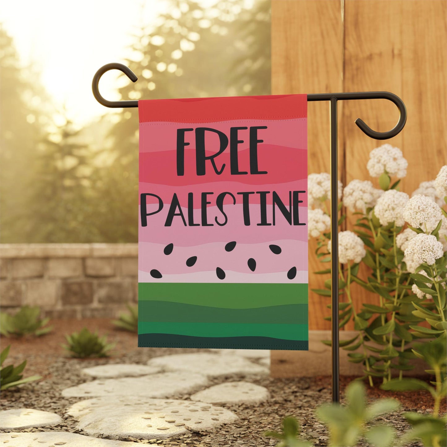 anti genocide garden banner