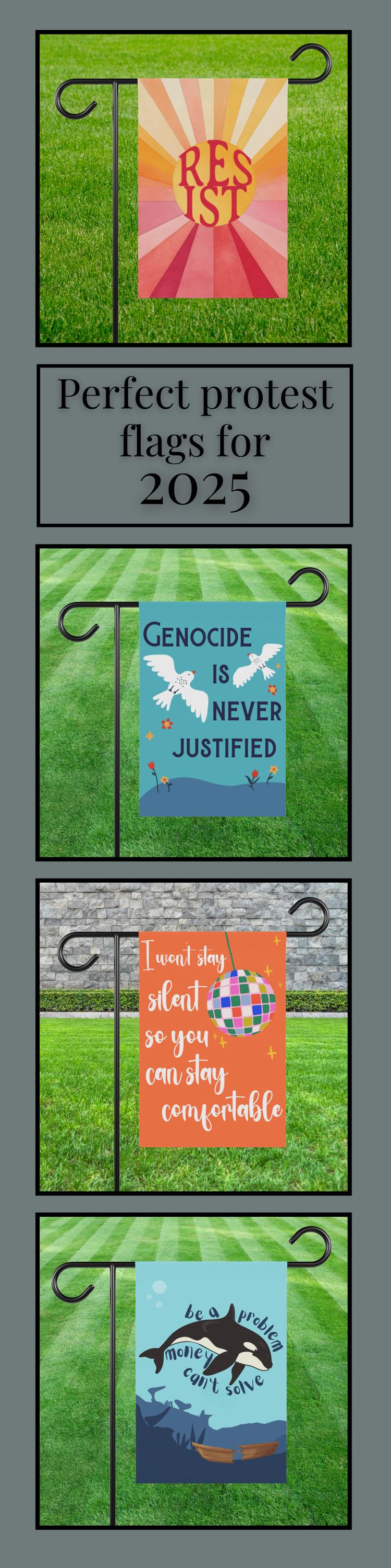 Resist garden banner anti fascism house flag subtle anti Trump sign no kings in America flag impeach Trump garden sign not my president flag