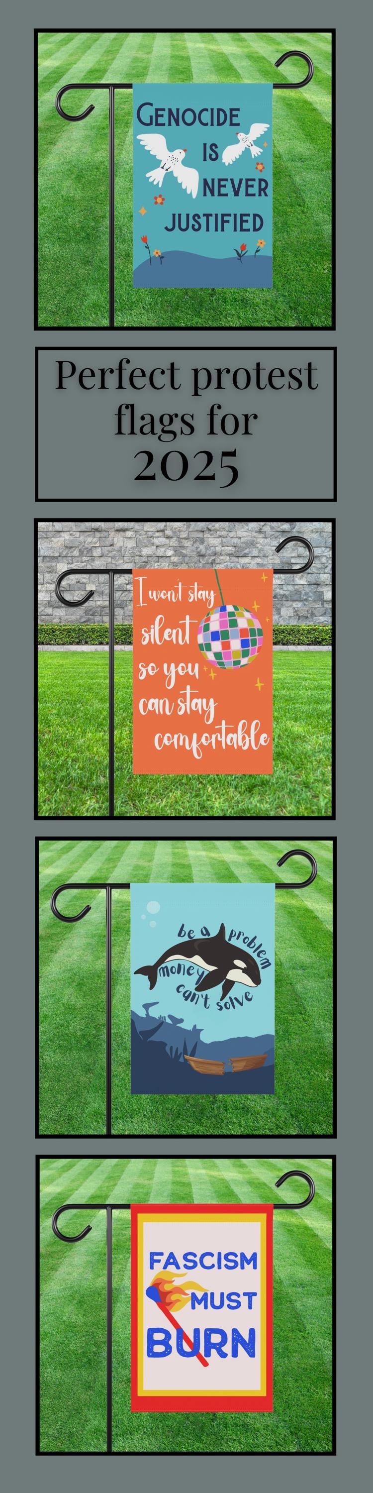 Anti genocide house flag pro Palestine garden banner anti war flag no genocide is justified sign human rights gift idea stand with Gaza flag