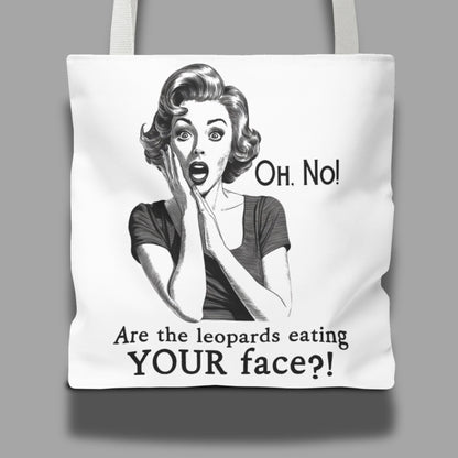 Subtle anti Trump tote bag leopards eating faces party gift idea anti MAGA tote funny political merch anti Trump gift dark humor liberal bag