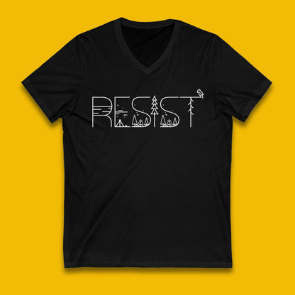 Resist Fascism Tee Nature Lover Shirt Pride Apparel Rainbow V-Neck Tee National Parks Lover Gift Idea Hiking Lover Tee Anti Fascist Apparel