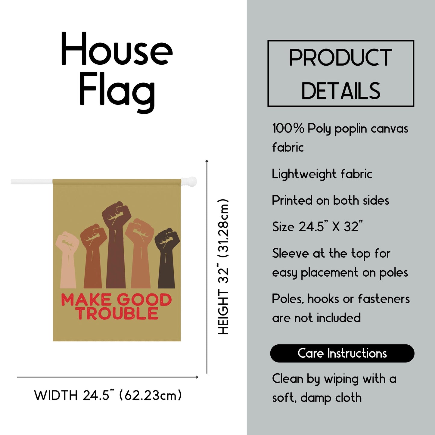 Make Good Trouble house flag political yard sign anti fascism garden banner anti Trump flag defend democracy garden flag social justice sign