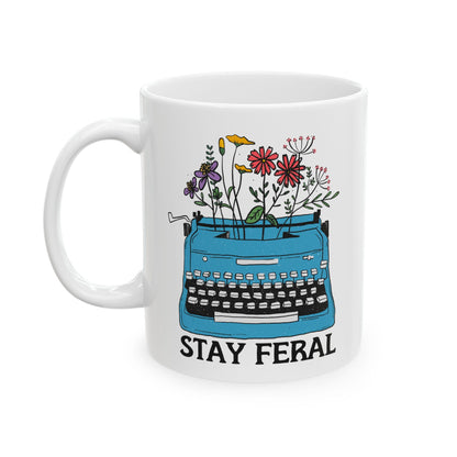 Stay feral coffee mug feminist gift idea book lover merch anti patriarchy mug fundamental rights gift girls will be girls mug female gaze