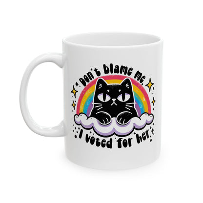 Don't Blame Me, I Voted For Her subtle Fuck Trump Mug, FDT Anti-MAGA Gift, Anti-Nazi Anti-fascist present fuck the patriarchy funny feminist