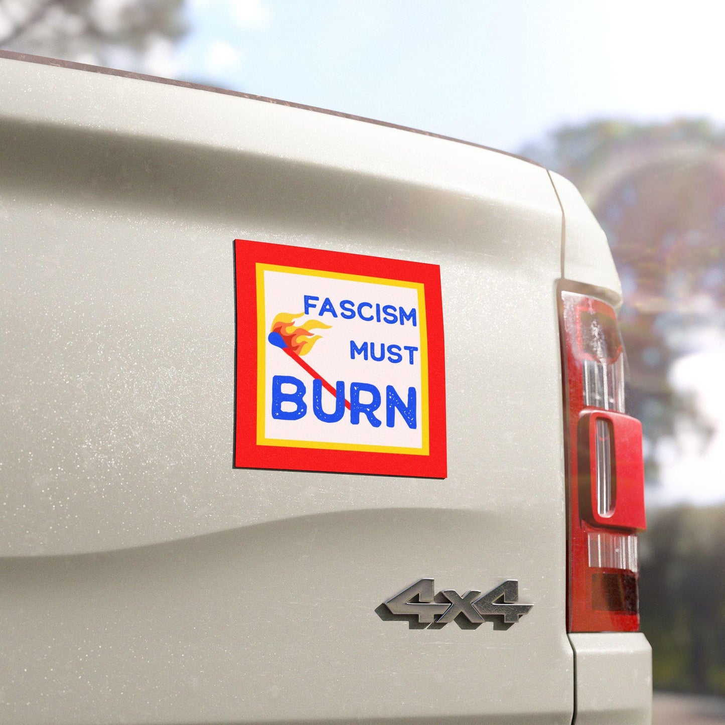 Fascism must burn car magnet