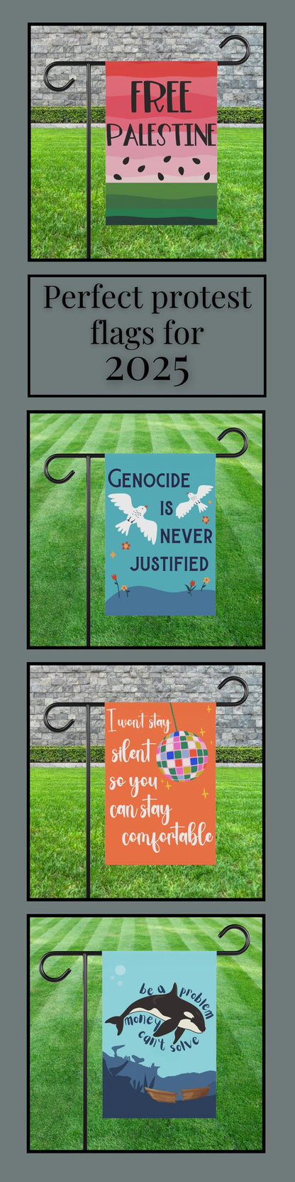 Free Palestine flag anti genocide garden banner anti war house flag anti war garden sign stand with Gaza flag no genocide is justified sign