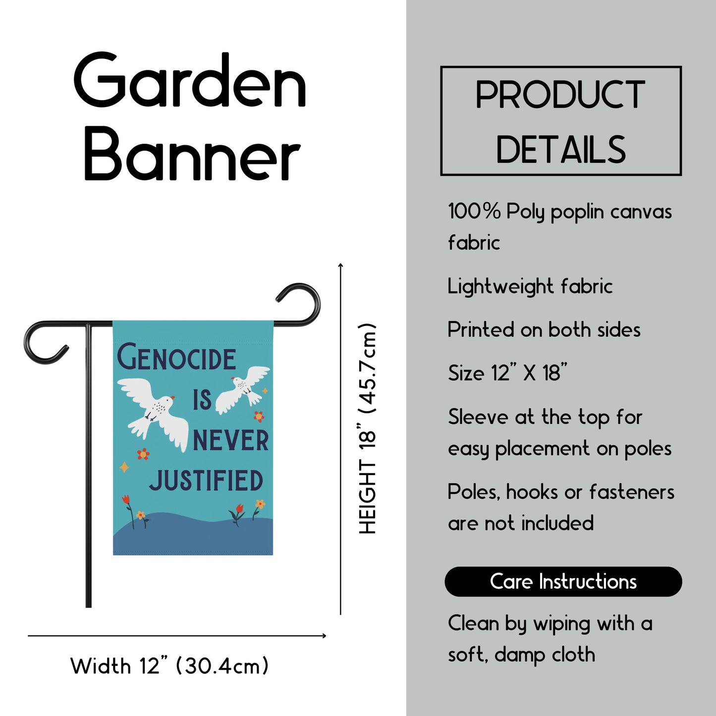 Anti genocide house flag pro Palestine garden banner anti war flag no genocide is justified sign human rights gift idea stand with Gaza flag