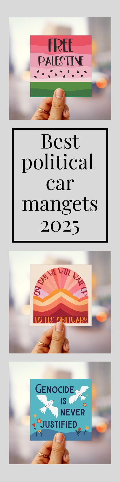 Free Palestine car magnet watermelon bumper sticker genocide is never justified magnet save Gaza car decal anti war magnet human rights gift