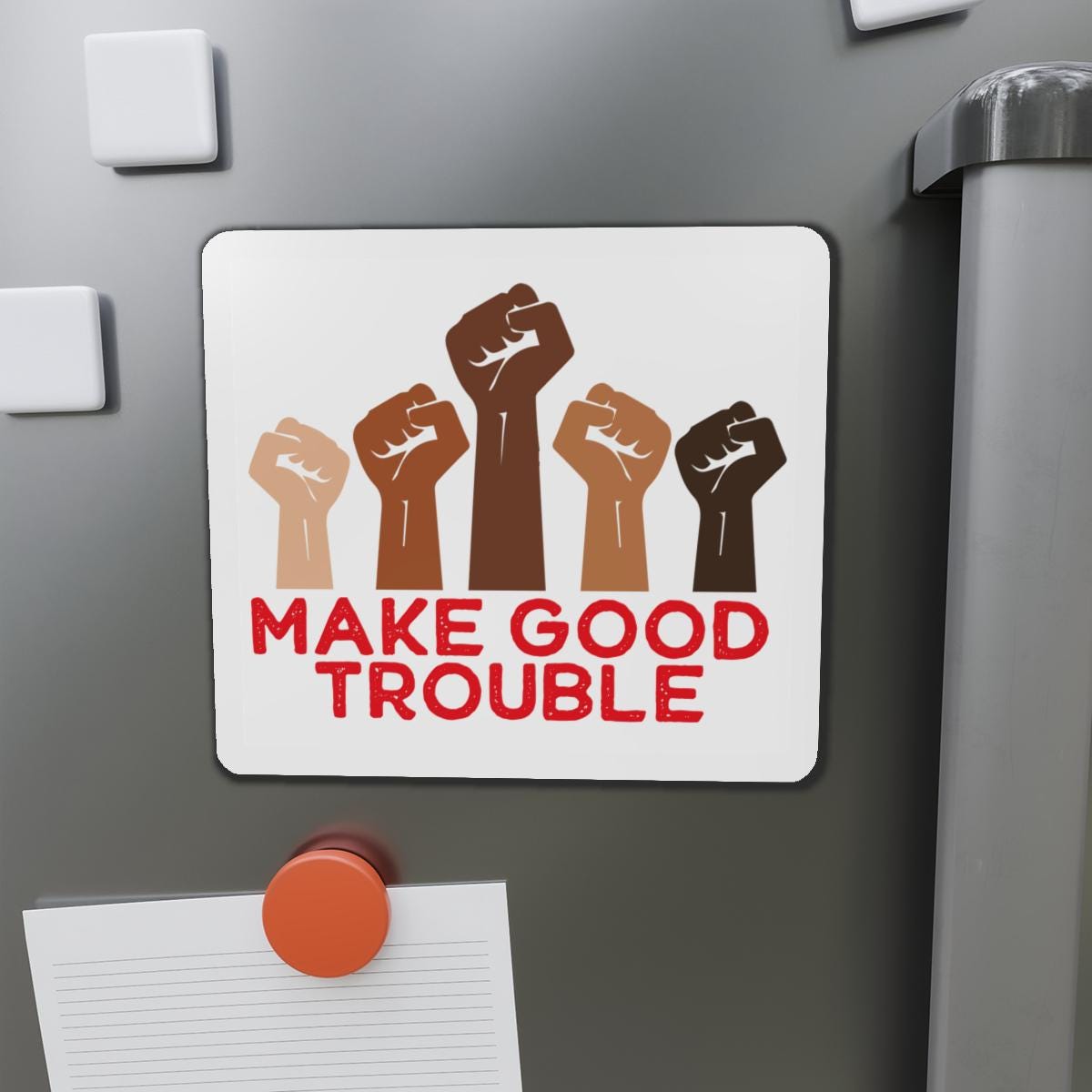 Make good trouble magnet fight fascism merch political activist gift idea anti Trump magnet feminist merch f*ck the patriarchy gift idea