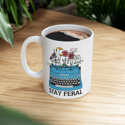 Stay feral coffee mug feminist gift idea book lover merch anti patriarchy mug fundamental rights gift girls will be girls mug female gaze