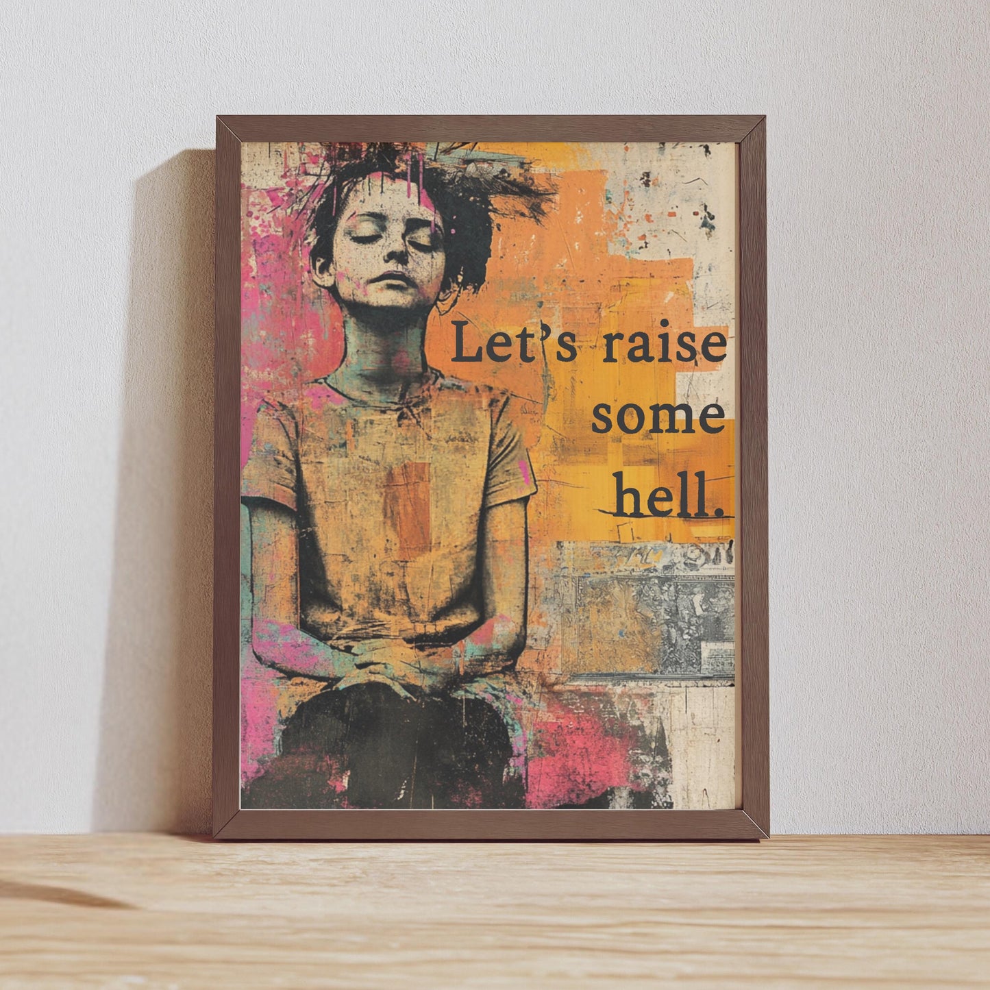 Raise hell feminist wall art resist fascism art print political art activist gift idea trans rights art anti Trump wall art liberal print