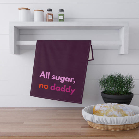 All sugar no daddy tea towel funny gift for her