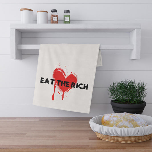 Eat the rich tea towel anti capitalist dish towel f*ck Trump gift idea socialist merch political activist gift idea liberal home decor