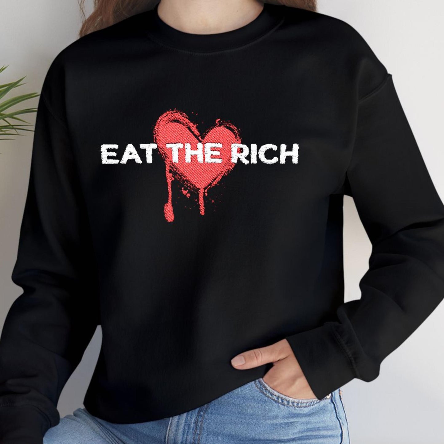 Eat the rich sweatshirt anti authoritarian long sleeve shirt human rights merch activist gift idea protest apparel anti capitalist shirt