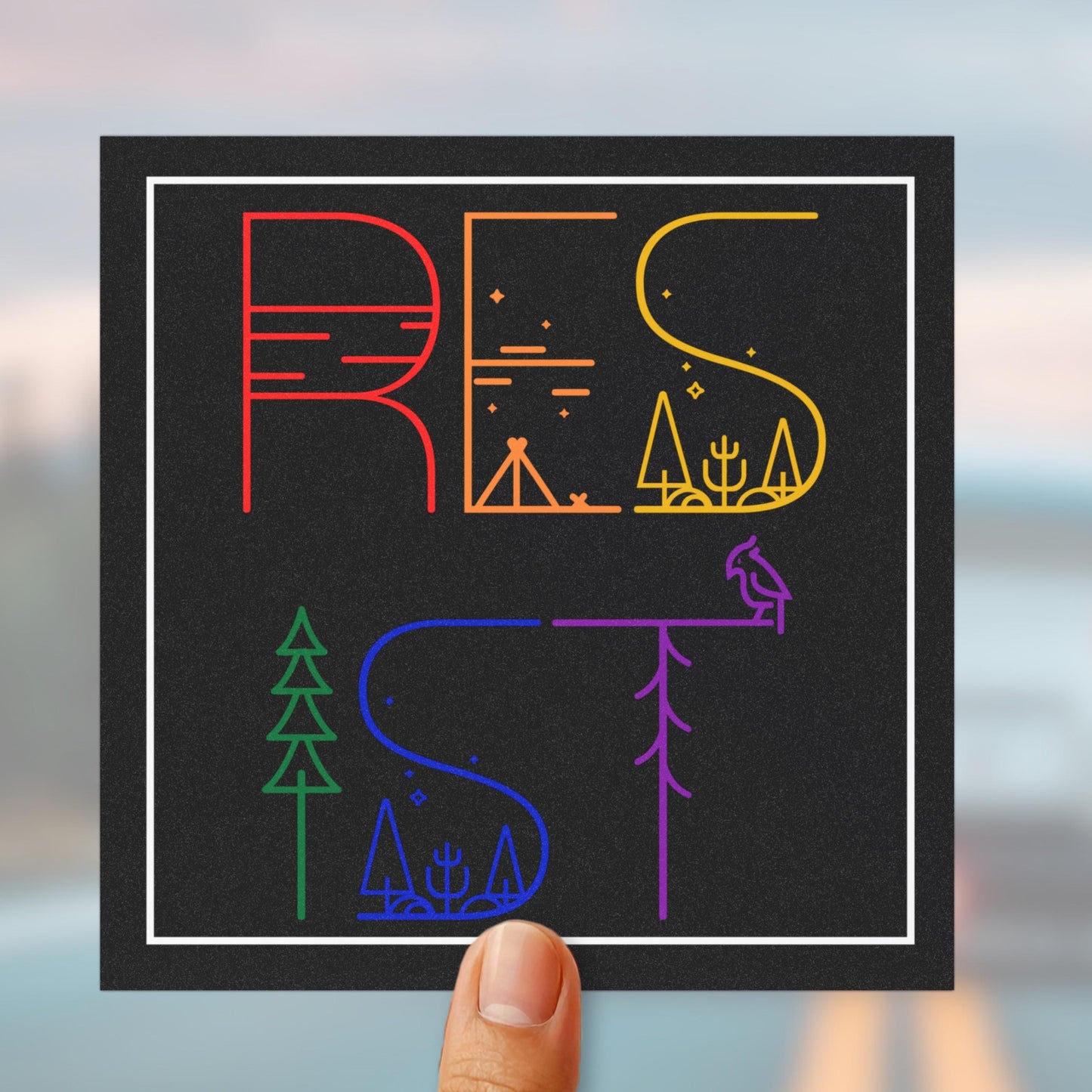 Resist car magnet support national parks merch nature lover gift hippie car magnet rainbow merch camping hiking lover gift idea outdoorsy