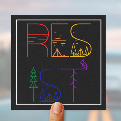 Resist car magnet support national parks merch nature lover gift hippie car magnet rainbow merch camping hiking lover gift idea outdoorsy