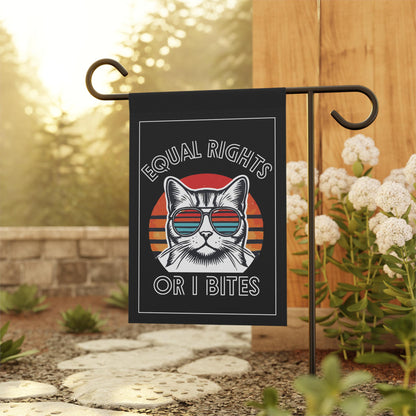 Equal rights or I bites house flag funny feminist garden banner childless cat lady merch funny political gift idea womens rights merch