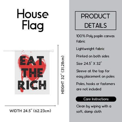 Eat the rich house flag anti billionaire garden banner leftist merch revolution house flag political banner antifascist movement house flag