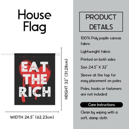 Eat the rich house flag anti billionaire garden banner leftist merch revolution house flag political banner antifascist movement house flag
