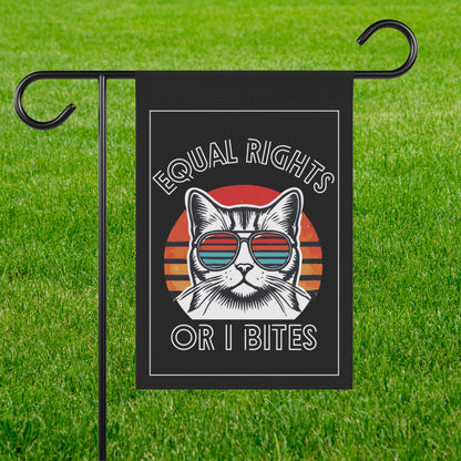 Equal rights or I bites house flag funny feminist garden banner childless cat lady merch funny political gift idea womens rights merch