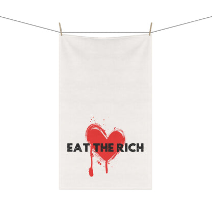 Eat the rich tea towel anti capitalist dish towel f*ck Trump gift idea socialist merch political activist gift idea liberal home decor