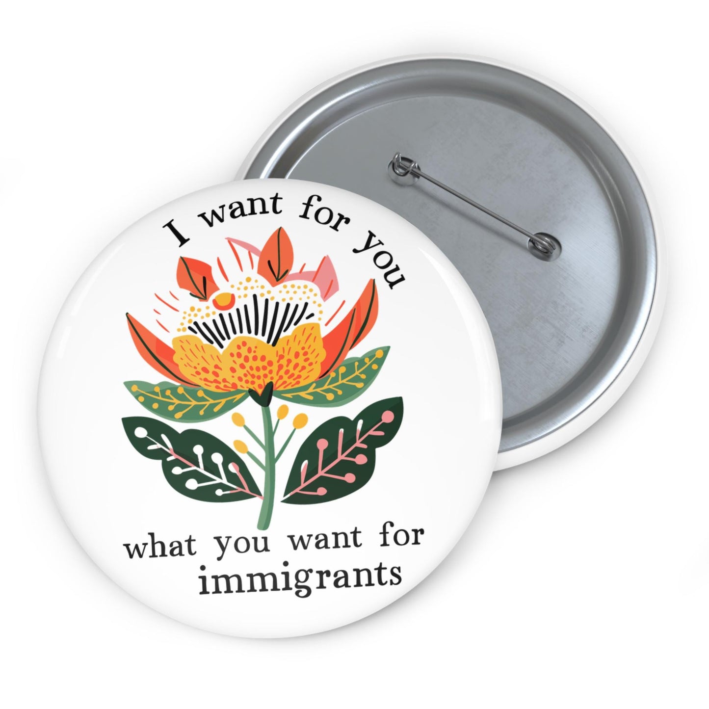 Pro immigration button abolish ICE pin human rights merch social justice button chinga la migra apparel anti fascism button fuck Trump pin