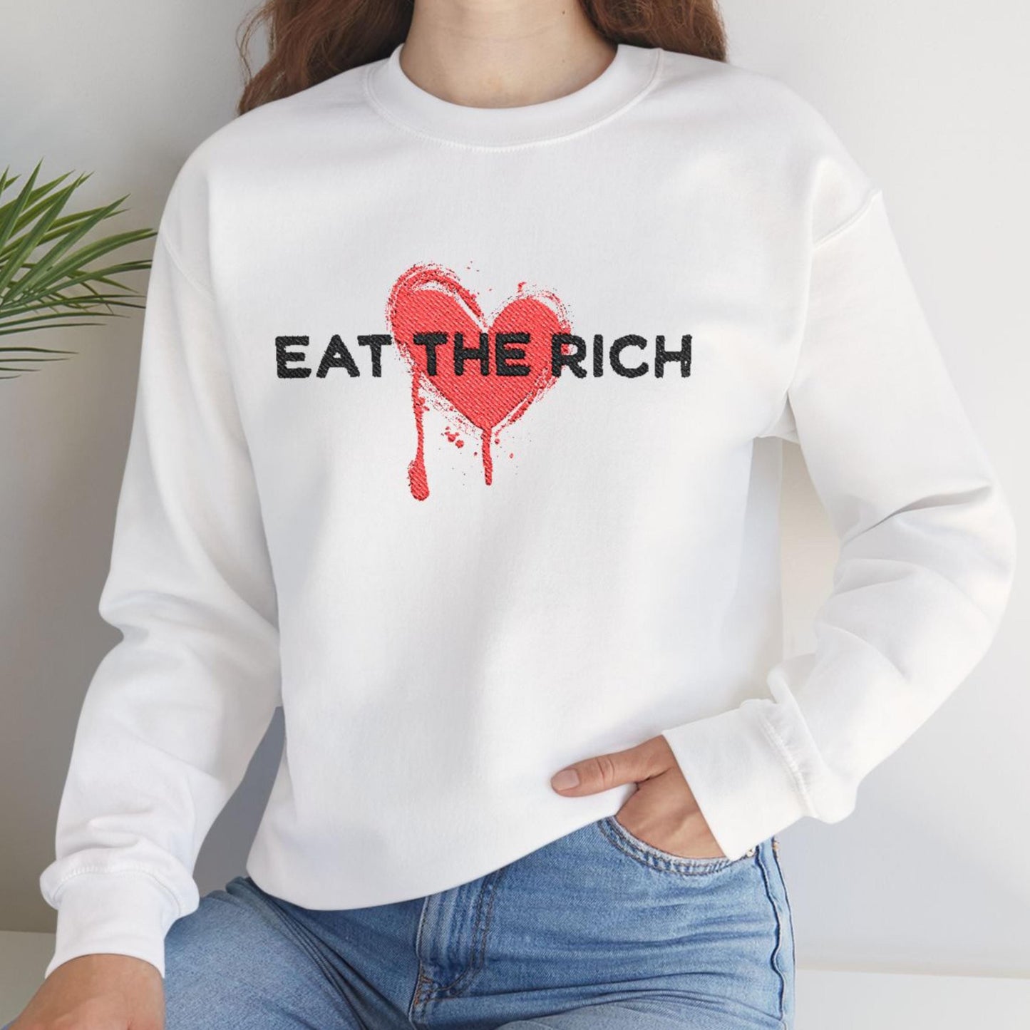 Eat the rich sweatshirt anti authoritarian long sleeve shirt human rights merch activist gift idea protest apparel anti capitalist shirt
