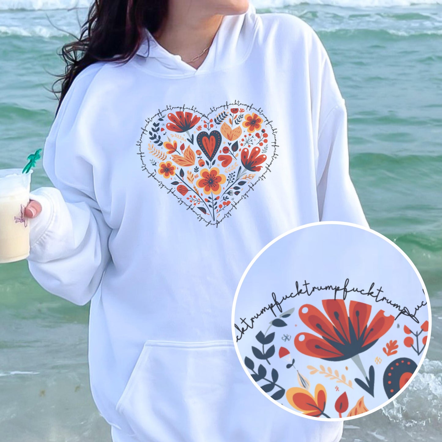 Subtle anti Trump hoodie f*ck trump hidden message sweatshirt anti fascism apparel funny political gift idea liberal democrat sweatshirt