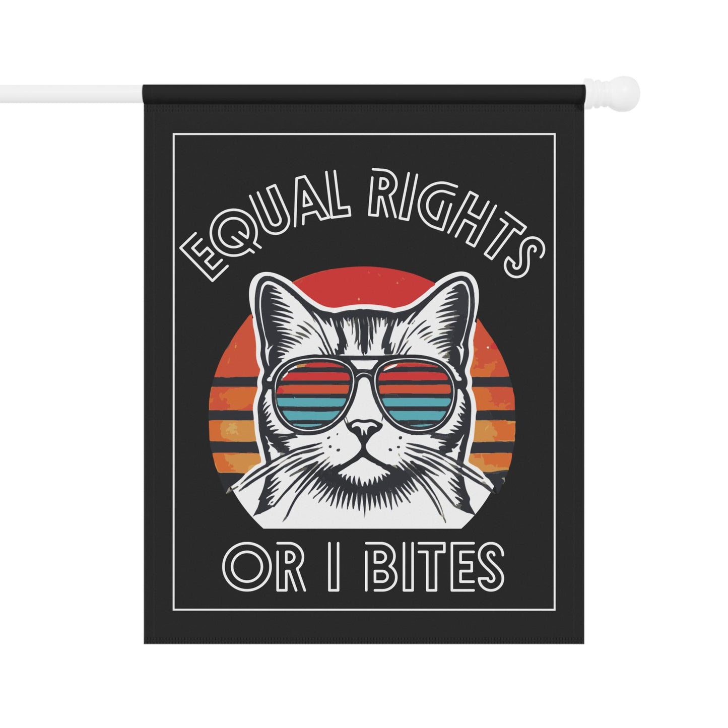 Equal rights or I bites house flag funny feminist garden banner childless cat lady merch funny political gift idea womens rights merch